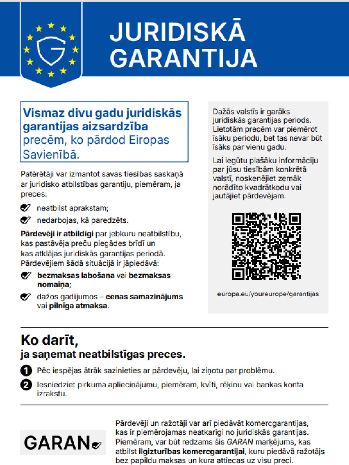 Juridiskā garantija: ES saskaņotais paziņojums par divu gadu juridisko atbilstības garantiju